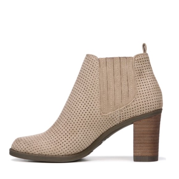 Pejock Women Perforated Distressed Block Heel Ankle Boots